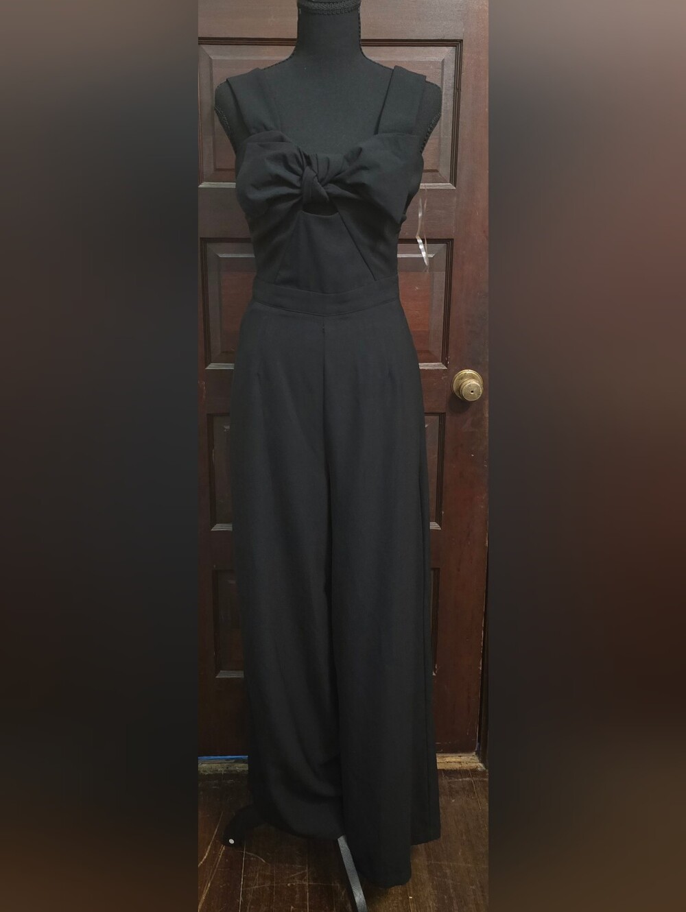 entro Black Wide-Leg Jumpsuit with Bow Bodice